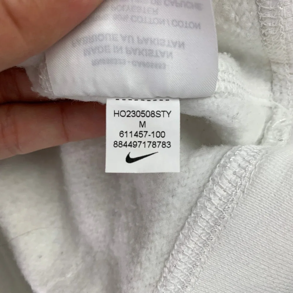 Nike Sportswear Club Fleece Hoodie Mens Medium White Terry Pullover Swoosh